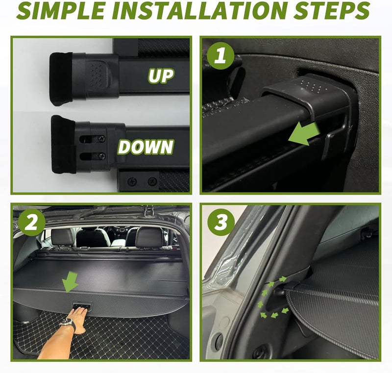 Blycorul Trunk Cargo Cover for Chevy Equinox GMC Terrain 2025 2026, with Carbon Fiber Texture, Anti - Peeping Retractable Security Shade for Privacy, SUV Accessories, Extra Cover (No Equinox EV) - Image 4